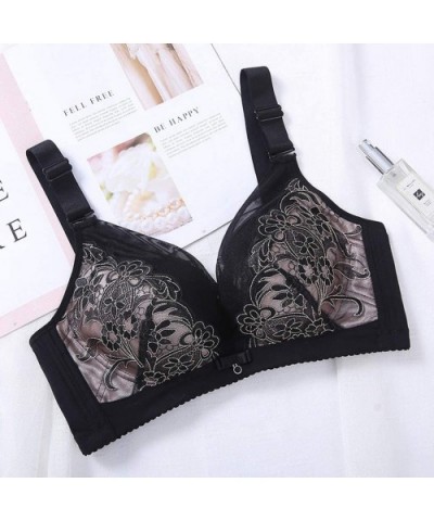 Female Comfortable Bras Lace Sports Bra Without Steel Ring Sports Underwear - Black - C018YGK0L2Y $21.78 Bustiers & Corsets