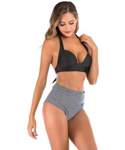 Women High Waist Bikini Push Up Bikinis Print Swimsuit Female Beachwear Swimwear - A4-gray - CZ1962H7GA6 $19.16 Thermal Under...