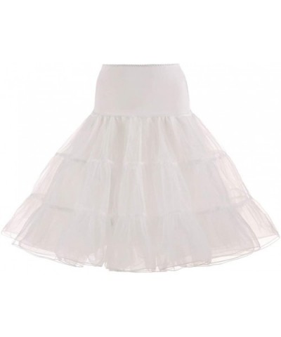 Women's Petticoat Underskirt 50s Vintage Tulle Knee-Length Crinoline Slips - Beige - CK184OZHOEX $22.80 Slips