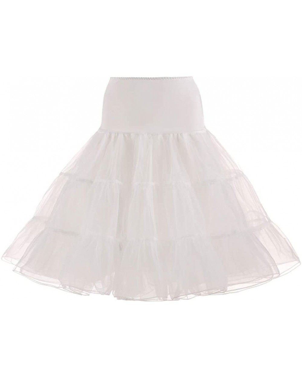 Women's Petticoat Underskirt 50s Vintage Tulle Knee-Length Crinoline Slips - Beige - CK184OZHOEX $22.80 Slips