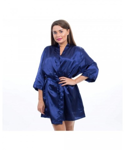 Satin Robe for Bride Bridesmaid Party with Rose-Gold Glitter - Navy_blue-maid_of_honor - CL190T2NS9H $37.90 Robes