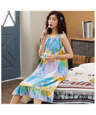 Night Dress Women's Cotton Sleepwear Home Clothes for Women Nightgown Sleeveless Nightdress Nightwear Summer Large Size - 1 -...