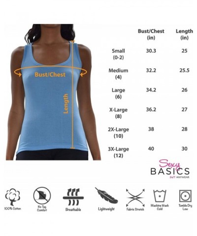 Tank Tops for Women- 6 Pack & 12 Pack Cotton -Flex Tank Tops - 6 Pack - Assorted a - CQ18Y9A32TH $41.38 Camisoles & Tanks