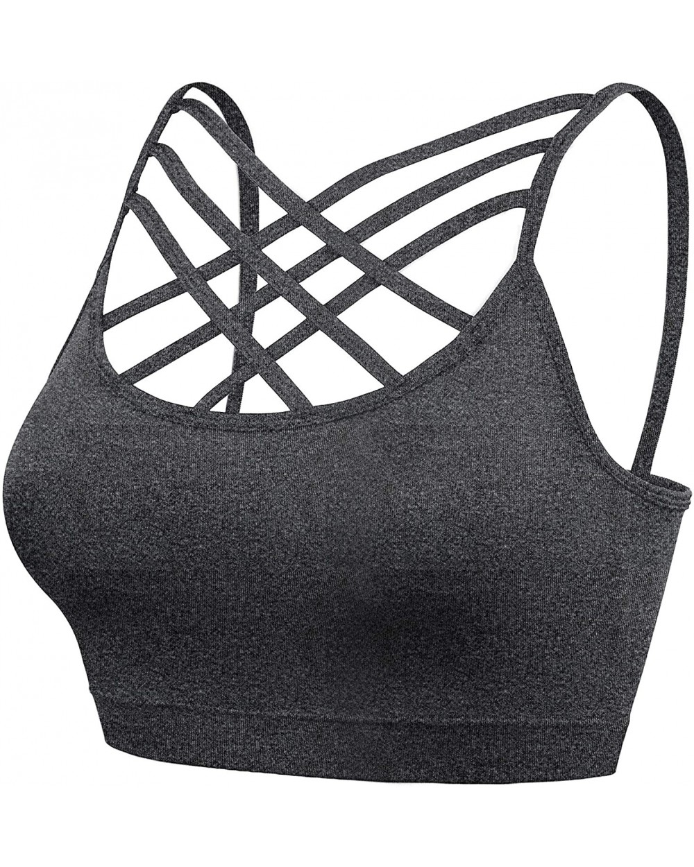 Padded Seamless Triple Criss Cross Bralette Cutout Caged Cami Crop Top for Women- Plus Size - [A003] Charcoal - C318DCQRLSZ $...