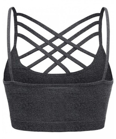 Padded Seamless Triple Criss Cross Bralette Cutout Caged Cami Crop Top for Women- Plus Size - [A003] Charcoal - C318DCQRLSZ $...