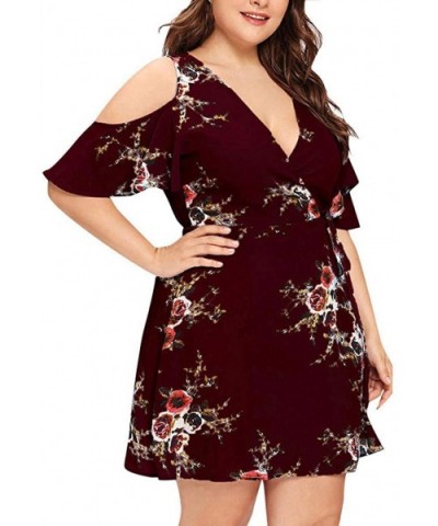 Dress For Women - Ladies Wrap Mini Dress Prom Dress Evening Party Dress - Z-63 Wine - CO18TR69Y2Q $36.06 Shapewear