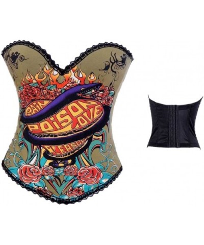 Poison Love Tattoo Print Corset - CD120IYYS89 $47.88 Bustiers & Corsets