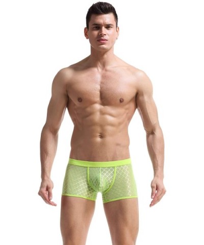 Men's Briefs Soft Mesh Underpants See-Through Underwear - Green - CR18I0DN3H9 $13.25 Boxer Briefs