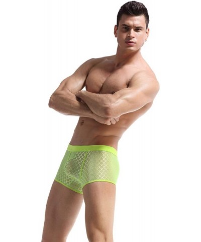 Men's Briefs Soft Mesh Underpants See-Through Underwear - Green - CR18I0DN3H9 $13.25 Boxer Briefs