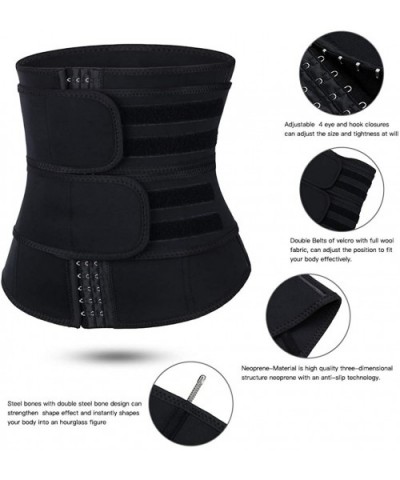 Women Neoprene Sweat Waist Trainer Corset Trimmer Belt Waist Cincher Body Shaper Slimming - Black1-2 Belt - CA19EIDIDDN $56.4...