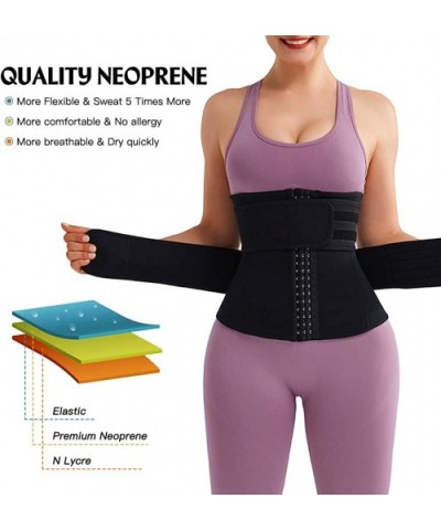 Women Neoprene Sweat Waist Trainer Corset Trimmer Belt Waist Cincher Body Shaper Slimming - Black1-2 Belt - CA19EIDIDDN $56.4...