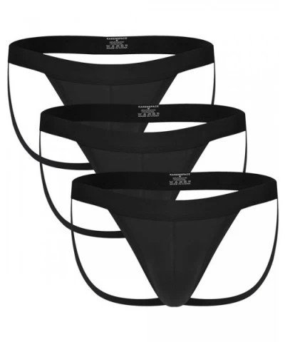 Men's Performance Jockstrap Butt-Flaunting Thongs Underwear Low Rise - 3pack03-black - CV194K4WGZI $32.29 G-Strings & Thongs