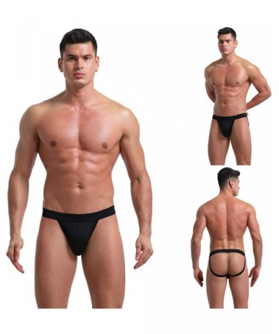 Men's Performance Jockstrap Butt-Flaunting Thongs Underwear Low Rise - 3pack03-black - CV194K4WGZI $32.29 G-Strings & Thongs