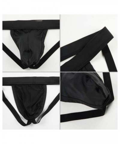 Men's Performance Jockstrap Butt-Flaunting Thongs Underwear Low Rise - 3pack03-black - CV194K4WGZI $32.29 G-Strings & Thongs