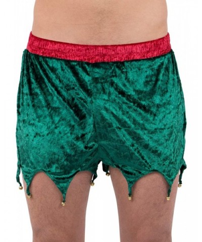 Green Velvet Elf Boxers Holiday Boxer Shorts with Jingle Bells - Green - CE187ASA2YL $30.40 Boxers