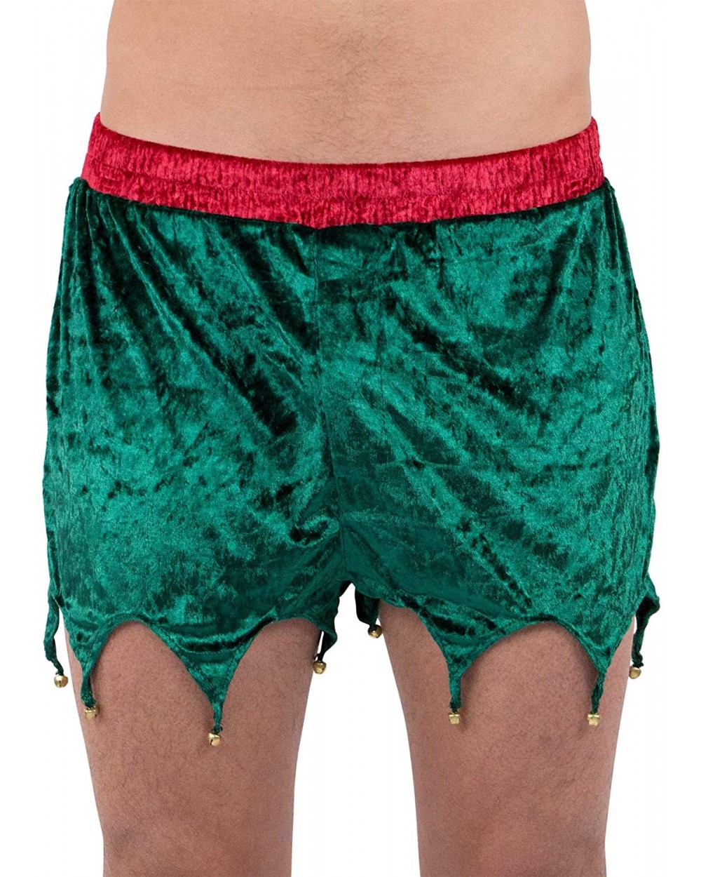 Green Velvet Elf Boxers Holiday Boxer Shorts with Jingle Bells - Green - CE187ASA2YL $30.40 Boxers