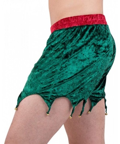 Green Velvet Elf Boxers Holiday Boxer Shorts with Jingle Bells - Green - CE187ASA2YL $30.40 Boxers