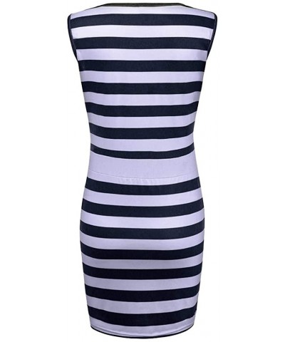 Women Summer Casual Sleeveless Stripe T Shirts Dress Tunic Waist Dresses - Black - CO198RMHX4W $24.80 Robes