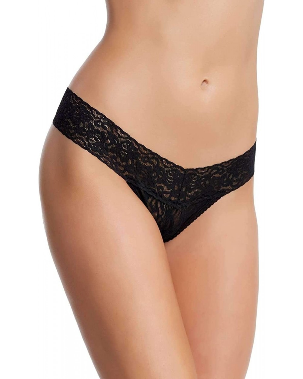 Signature Stretchy Lace Low Rise Thong | Panty - Black - C618CK4R4XG $21.65 Panties