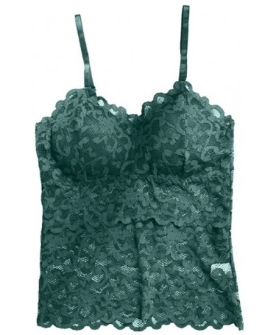 Women Sexy Bra Solid Vest Lace Camisole Breathable Bralette Push Up Top Underwea - Green - C11906UCK2Y $24.27 Camisoles & Tanks