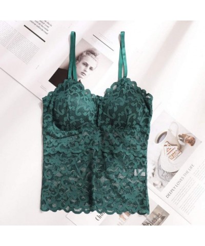 Women Sexy Bra Solid Vest Lace Camisole Breathable Bralette Push Up Top Underwea - Green - C11906UCK2Y $24.27 Camisoles & Tanks