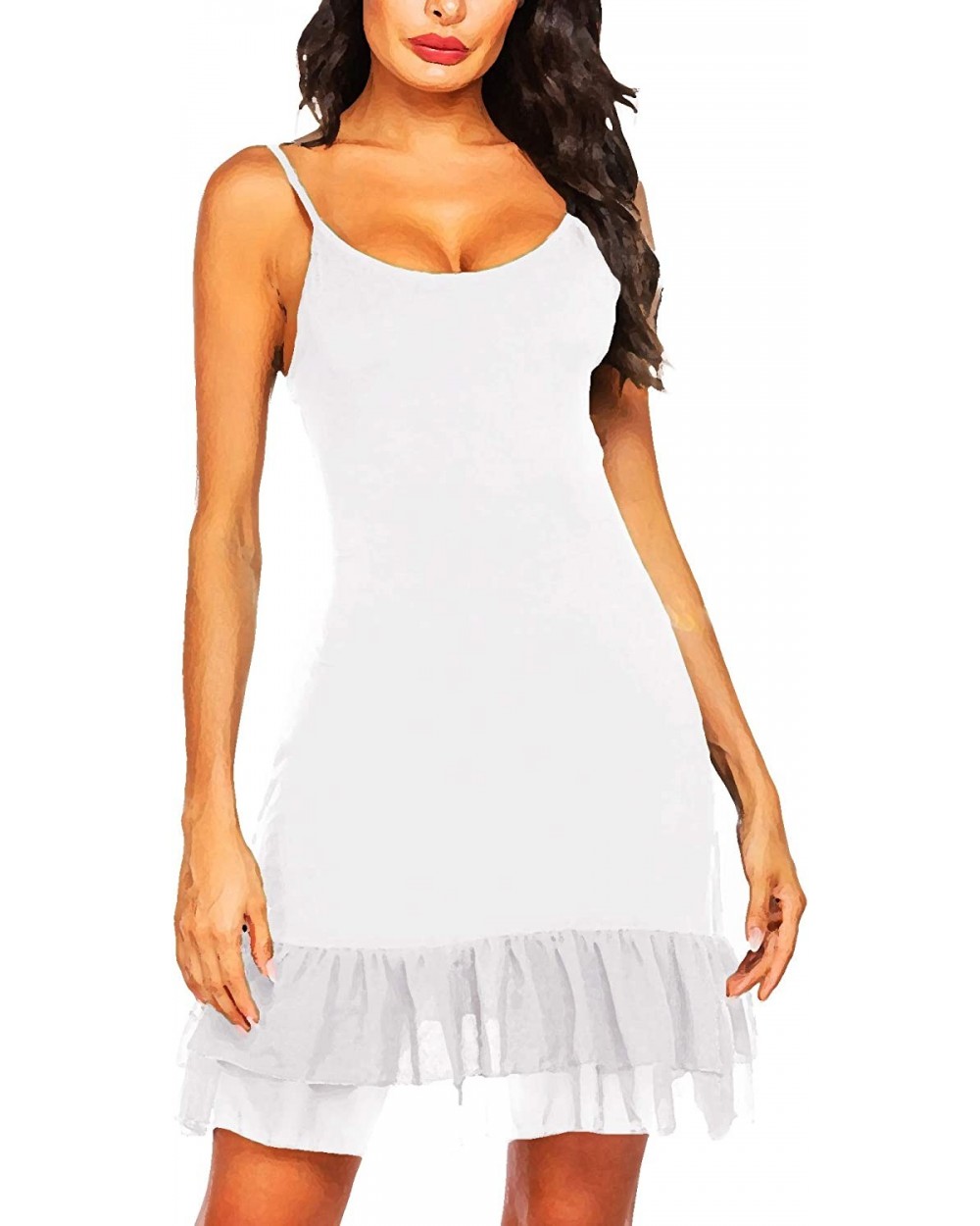 Women's Full Slip Adjustable Spaghetti Strap Cami Under Dress Extender - 2-white - CN182OH8S68 $22.67 Slips