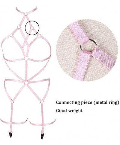 Women's Body Harness Bra Garter Punk Gothic Strappy Elastic Hollow Out Dance Party Rave Adjustable Belt - Pink - C618Y6UW4QS ...