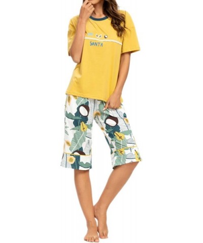 Women's Pajama Sets with Capri Pants and Sleepwear Tops -Ladies Cute Print Pjs Sets - Yellow - CL199ULLW3L $35.97 Sets