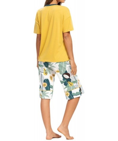 Women's Pajama Sets with Capri Pants and Sleepwear Tops -Ladies Cute Print Pjs Sets - Yellow - CL199ULLW3L $35.97 Sets