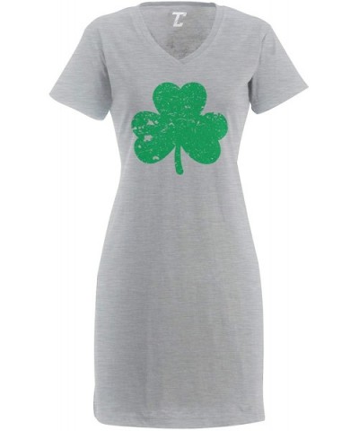 Green Shamrock - St. Patrick's Day Women's Nightshirt - Light Gray - C918RIL3Z6O $40.08 Nightgowns & Sleepshirts