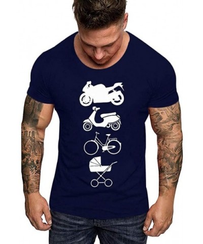 2020 New Men Short Sleeve T Shirt Blouse Tops Slim Fit Sweatshirt Tops Blouse Funny T Shirt for Father's Day - Navy - C21905T...