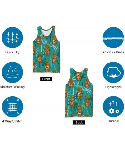 Mens Tank Top Casual 3D Printed Gym Workout Tanks Cool Sleeveless Graphic T-Shirts - Pineapple Sloth - CW19886DS0Z $25.57 Und...