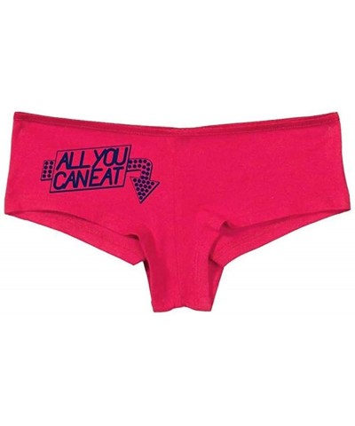 Women's All You Can Eat Hot Booty Fun Sexy Boyshort Fuchsia Pink - Fuchsia Pink/Navy Blue - C611UPI0CLV $20.97 Panties