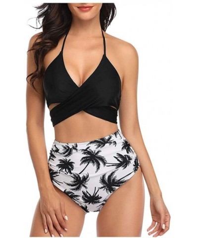 Women High Waist Bikini Push Up Bikinis Print Swimsuit Female Beachwear Swimwear - K-black Leaf - CZ1962GQY0Y $17.52 Thermal ...