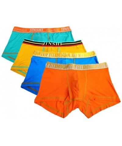 Men's Bamboo Underwear Tagless Boxer Briefs Short Leg - 4-pack(green/Yellow/Blue/Orange) - C3125JXVDPP $42.02 Boxer Briefs