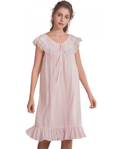 Women's Short Sleeve Nightdress Vintage Victorian Sleepwear Princess Nightgown SQW0011 - Pink - CR198DHNDA2 $37.52 Nightgowns...