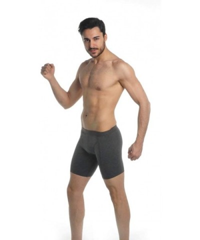 Men's Quality Active-wear Soft Cotton Long Leg Boxer Brief Shorts - Charcoal - CH18T407YIZ $32.89 Boxers