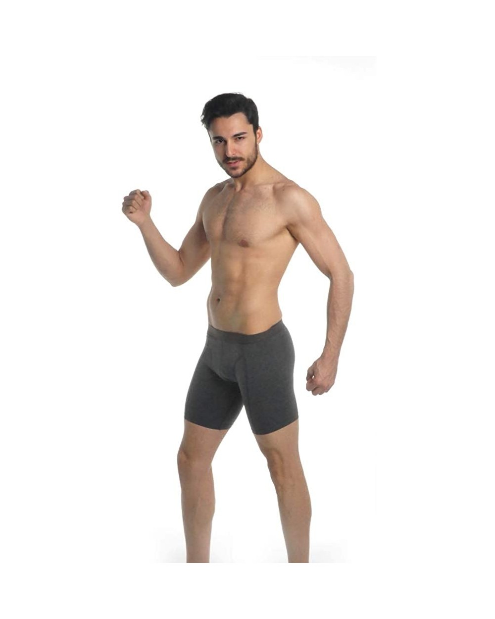 Men's Quality Active-wear Soft Cotton Long Leg Boxer Brief Shorts - Charcoal - CH18T407YIZ $32.89 Boxers