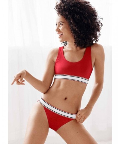 Women's Bras Retro Stripe Bralette - Red Reality - C9199MIUZ0Q $13.65 Bras