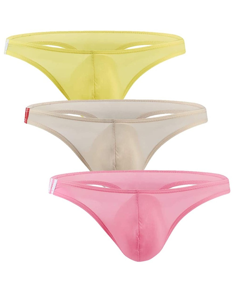 Men's Sexy Ice Silk T-Back Thongs Low Rise G Strings U Pouch Underwear - 3 Pack - CR18HWI5IE7 $23.93 G-Strings & Thongs