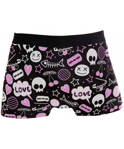 Heart Skull Underwear Men Funny Cute Underwear for Men Soft Polyester Spandex Novelty Boxer Briefs - CK18SZ8LHA3 $20.88 Boxer...