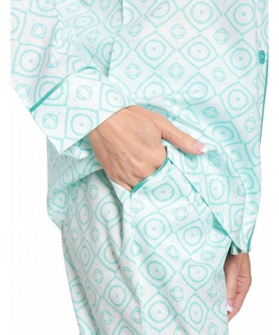 100% Cotton Pajama Set for Women - Moroccan Aqua-white - CN182Z4ES4H $61.85 Sets