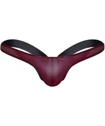 Men's Lingerie Mesh Sheer Low Rise Bikini Briefs Open Back Jockstrap G-String Thong Underwear - Wine Red - C7197D5KQDO $18.35...