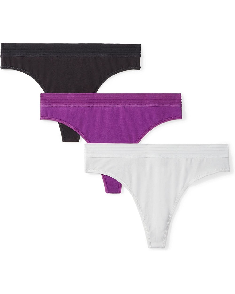 Women's Sporty Cotton Thong Underwear- 3 Pack - Black/High Rise Grey/Plum - CN187CTM306 $12.24 Panties