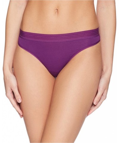 Women's Sporty Cotton Thong Underwear- 3 Pack - Black/High Rise Grey/Plum - CN187CTM306 $12.24 Panties