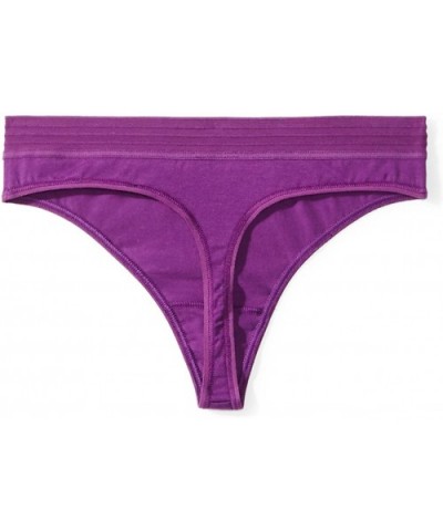 Women's Sporty Cotton Thong Underwear- 3 Pack - Black/High Rise Grey/Plum - CN187CTM306 $12.24 Panties