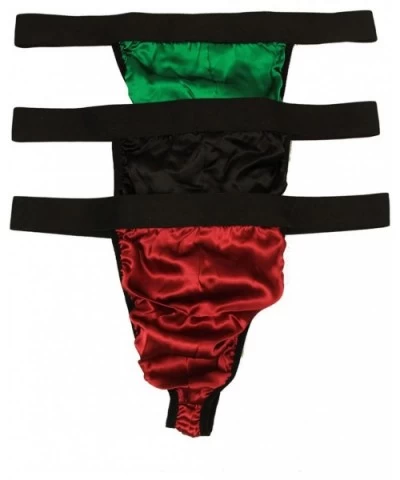 Men's Wide Elastic Waist Thong Economic Pack (Pack of 3) - D - C6128V15SVR $31.30 G-Strings & Thongs