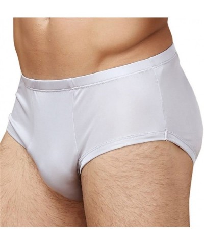 Pure Silk Knitted Men's Briefs - Grey - CD11XU4T9VB $23.65 Briefs