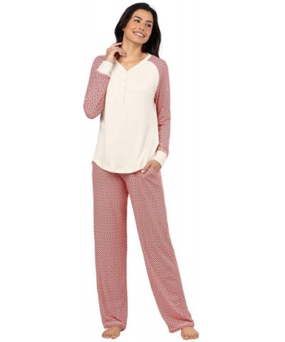 Pajamas for Women - PJ Sets for Women- Whisper Knit - Red Print - C718IOIRHIS $52.85 Sets