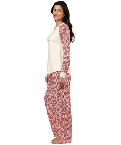 Pajamas for Women - PJ Sets for Women- Whisper Knit - Red Print - C718IOIRHIS $52.85 Sets